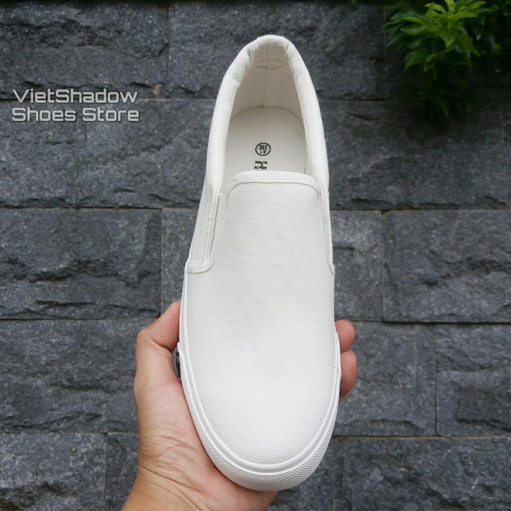 Slip on nữ - Giày lười vải &quot;Little Star&quot; - Vải thô màu trắng full và đen đế trắng - Mã SP B128