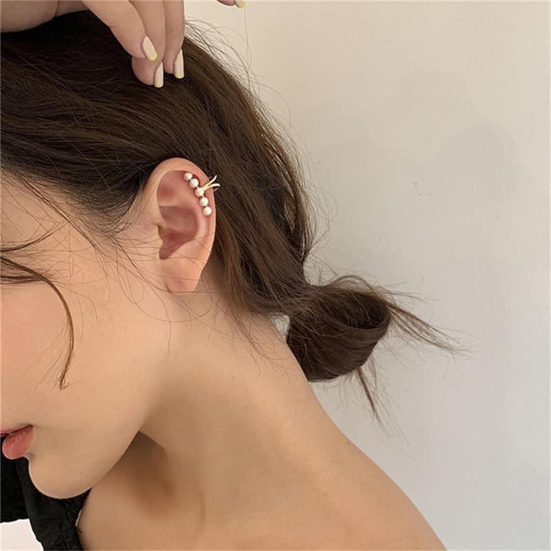 Khuyên kẹp tai 5 hạt ngọc-Khuyên tai 5 hạt ngọc Phiên bản Hàn Quốc/Phong cách Hàn Quốc