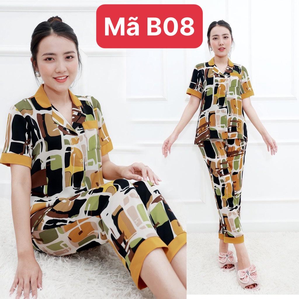 Bộ đồ ngủ lụa pyjama nữ quần dài, chất lụa cao cấp Loại 1, Đồ mặc ở nhà Kiểu Pijama thoải mái trẻ trung có đủ size