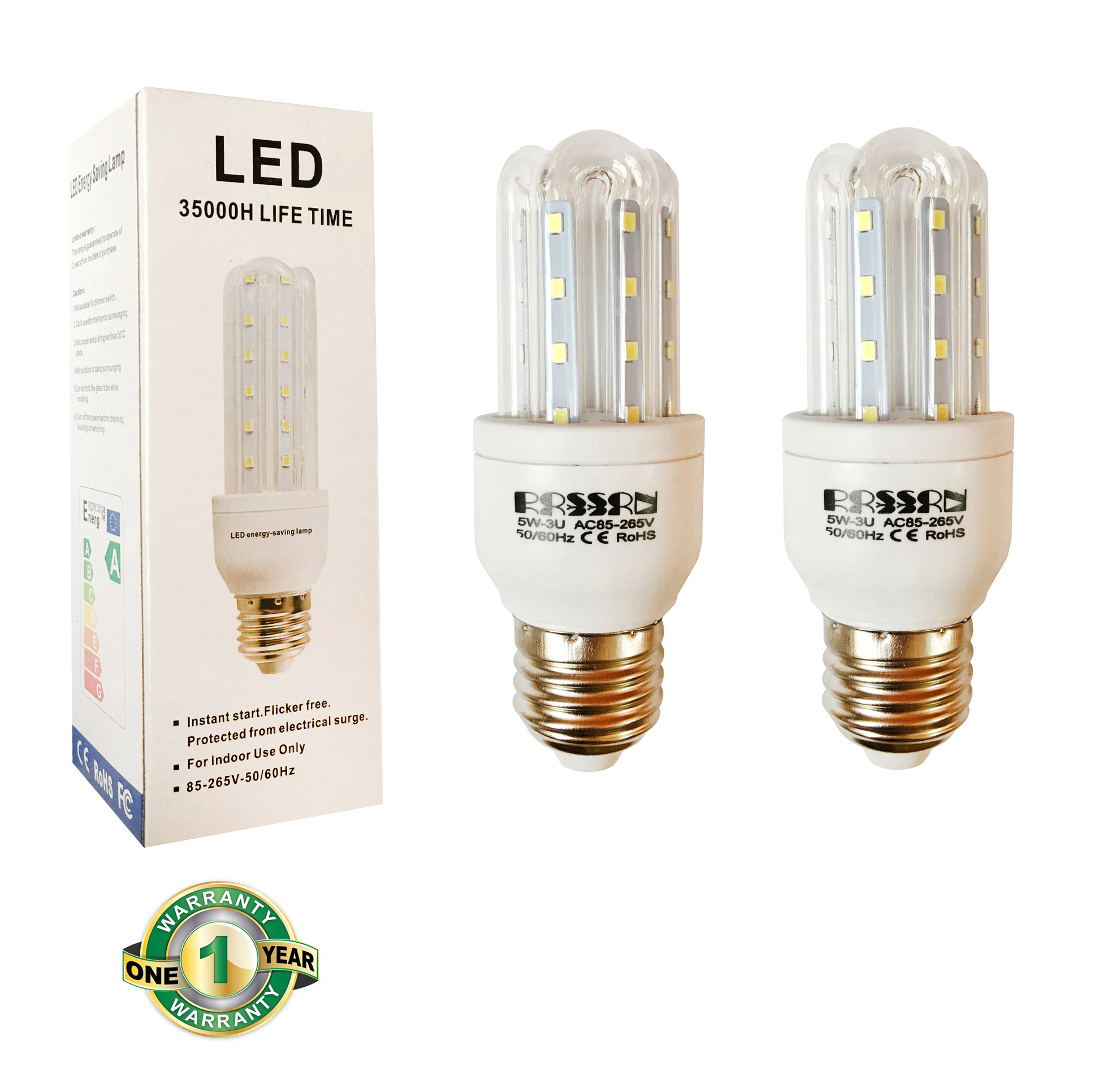 2 Bóng Đèn Led 5W Chữ U Tiết Kiệm Điện Kiểu Compact Sáng Trắng LU-S5