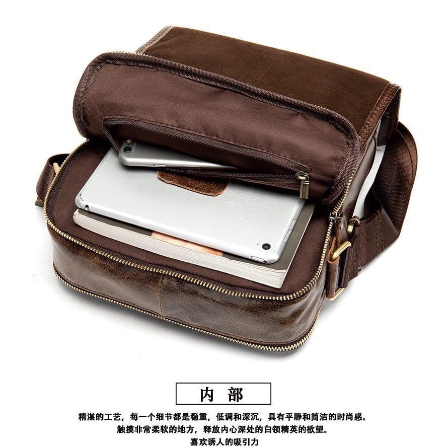 Túi đeo chéo nam da bò thật T44 27x22x7.5cm đựng ipad - DH STORE