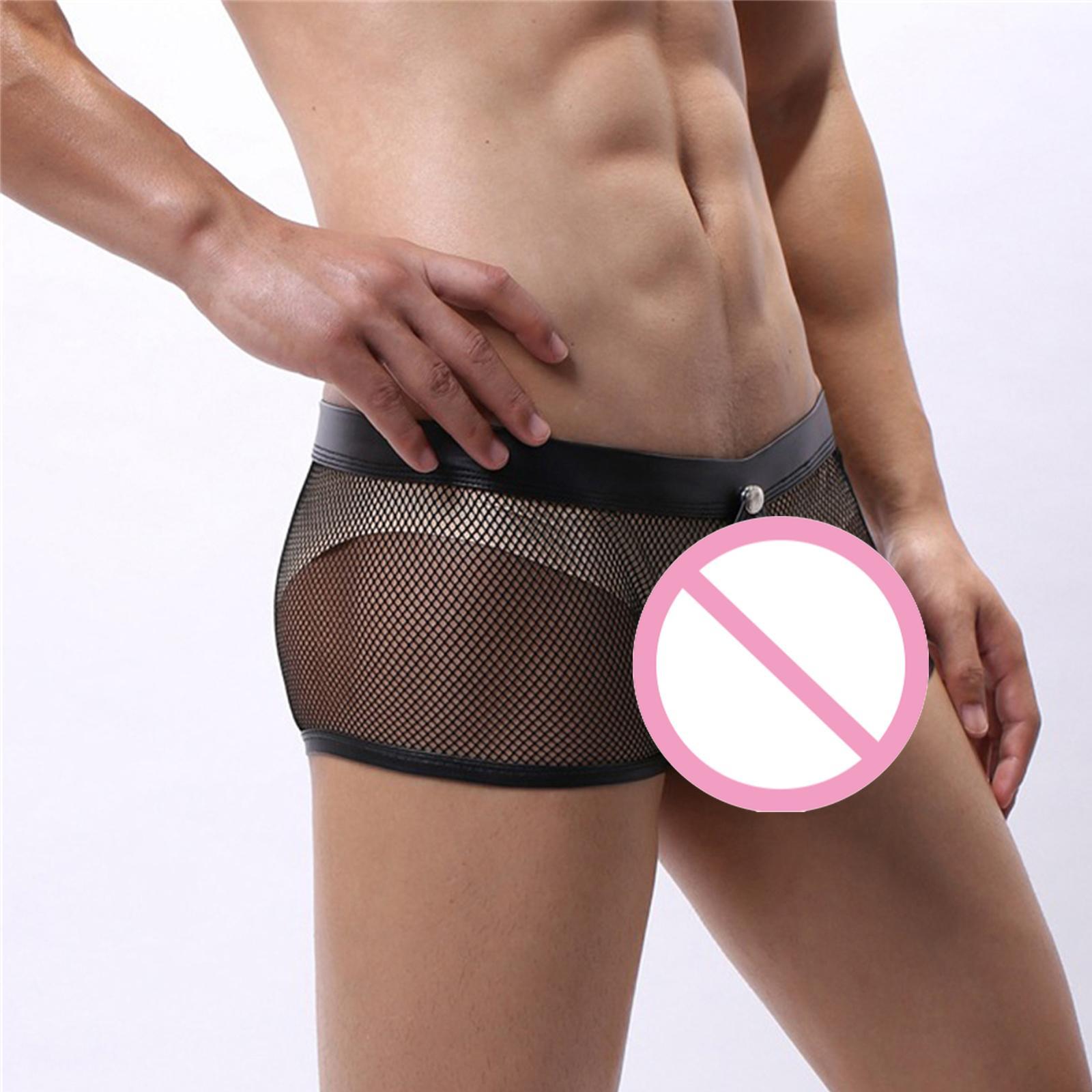 Men Underpants Comfortable Quick Drying Elastic Transparent Shorts Low Rise