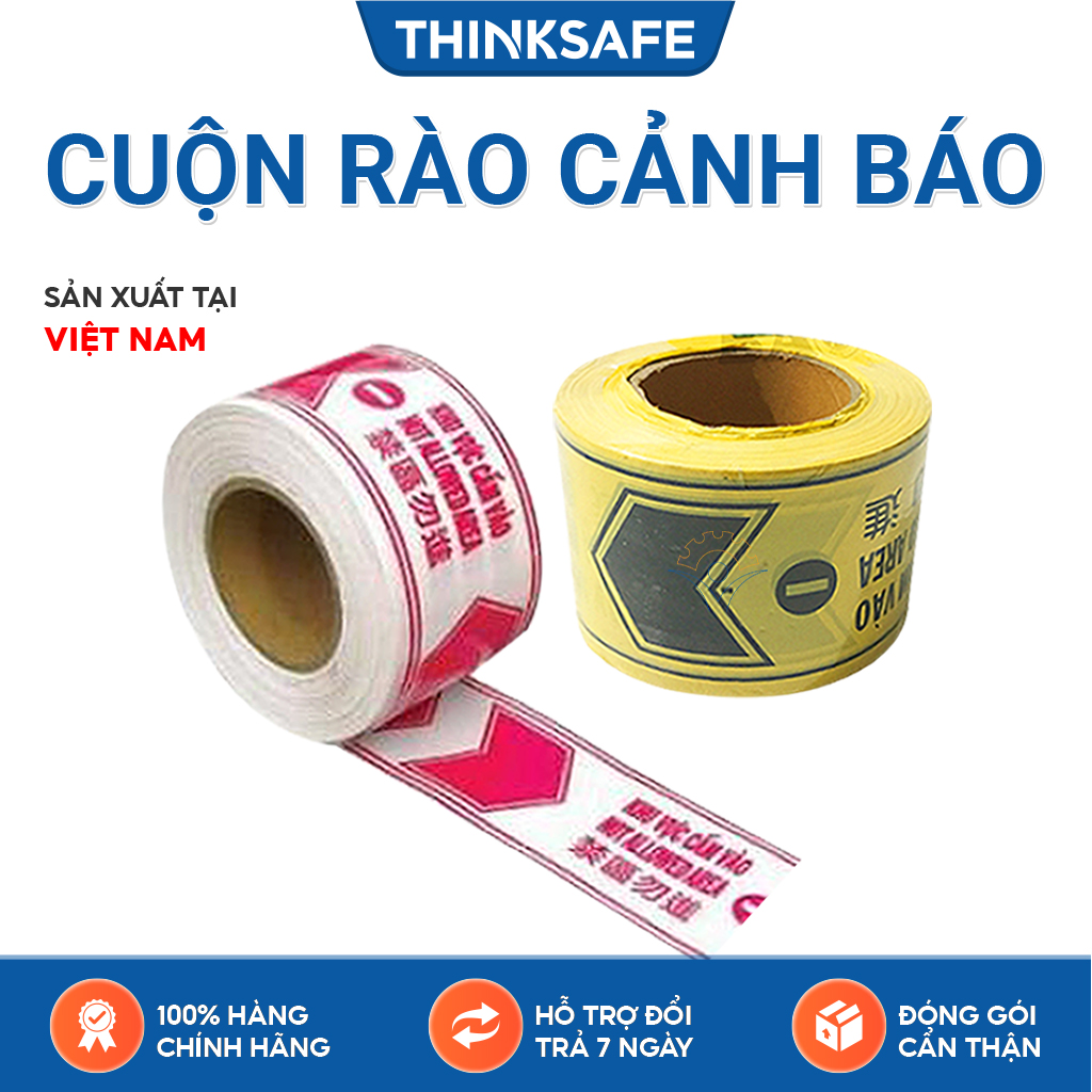 Cuộn dây cảnh báo rào chắn, cảnh báo khu vực nguy hiểm dài 100m, Cuộn rào cảnh báo có 2 màu trắng đỏ và vàng đen