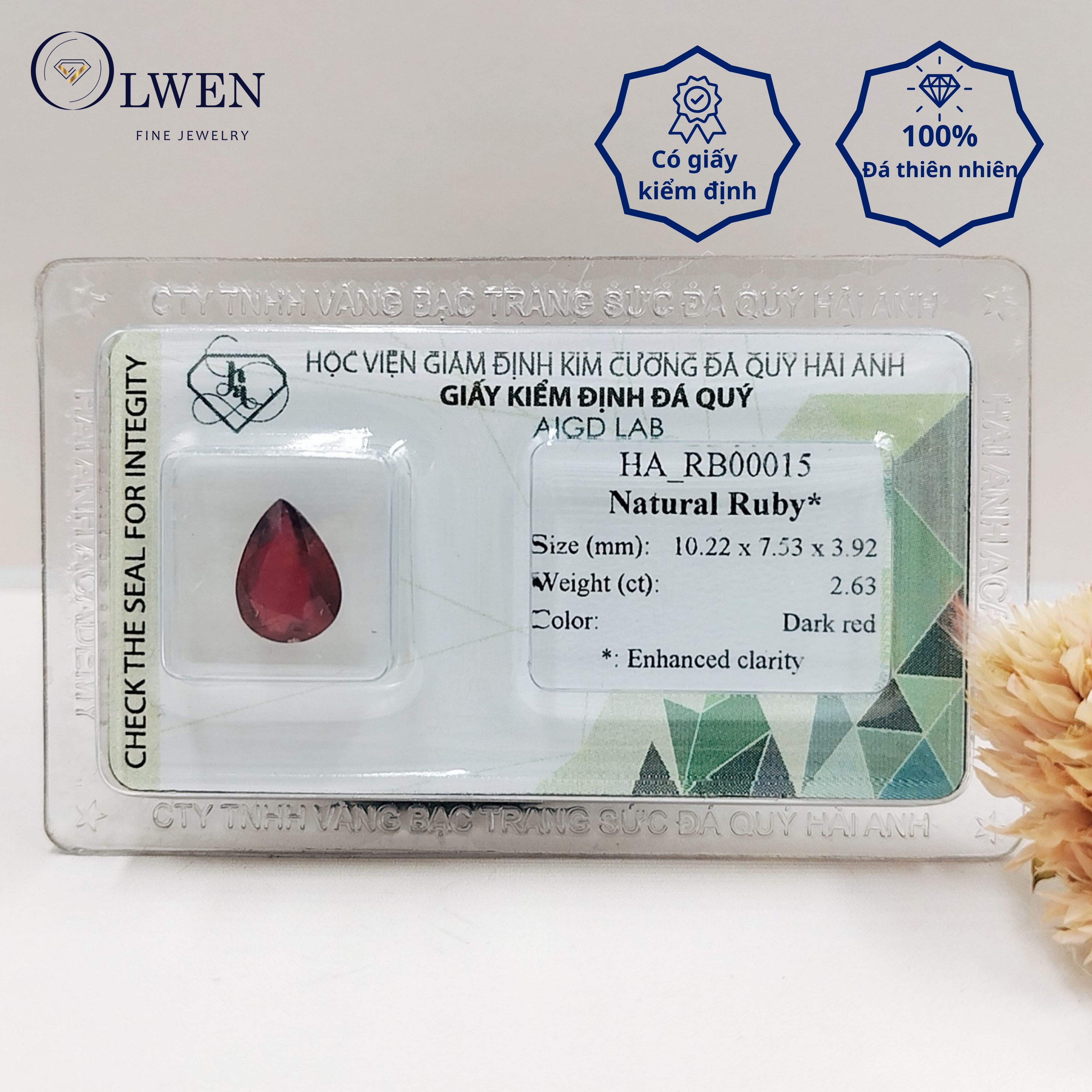 Viên đá Ruby thiên nhiên cắt giác_HA_RB00015