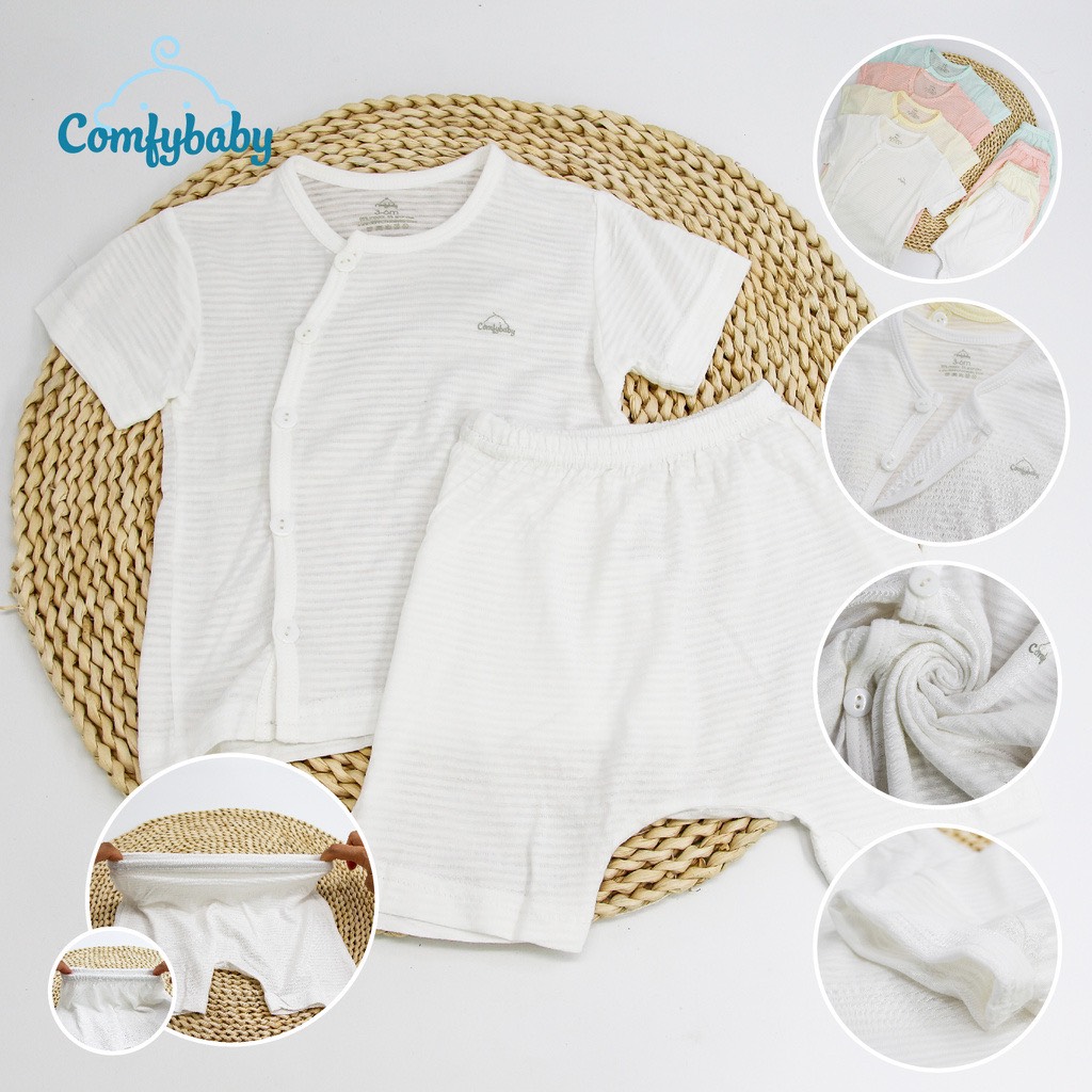 Bộ quần áo cộc hè cho bé 100% Cotton lụa siêu mềm thoáng,set bodysuit đóng bỉm măc ngủ ComfyBaby