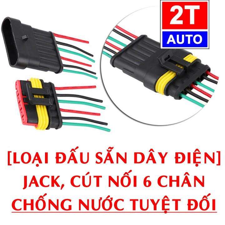 Đầu cút jack giắc nối dây điện 6 chân chống nước dùng cho xe máy xe hơi ô tô:  SKU:311-1