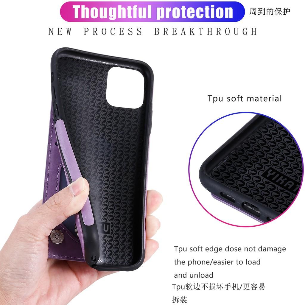 Bao da điện thoại nắp lật hai lớp dạng ví họa tiết 3D dập nổi có ngăn đựng thẻ cho cho iPhone 12 11 Pro Max 12 Mini