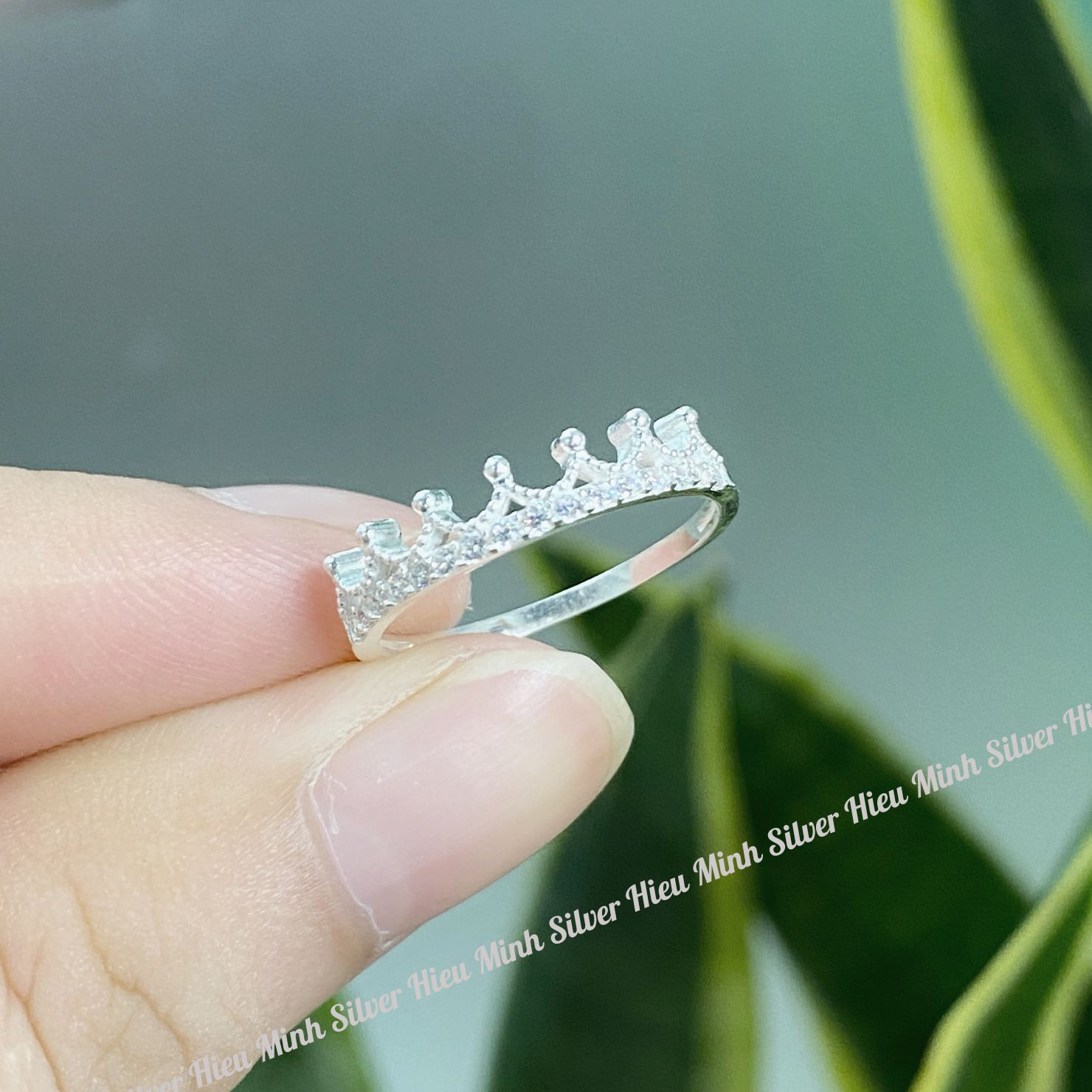 Nhẫn Nữ Bạc 925 Vương Miện Đính Đá Nhân Tạo Cao Cấp Sáng Đẹp Chính Hãng Bạc Hiểu Minh NU512