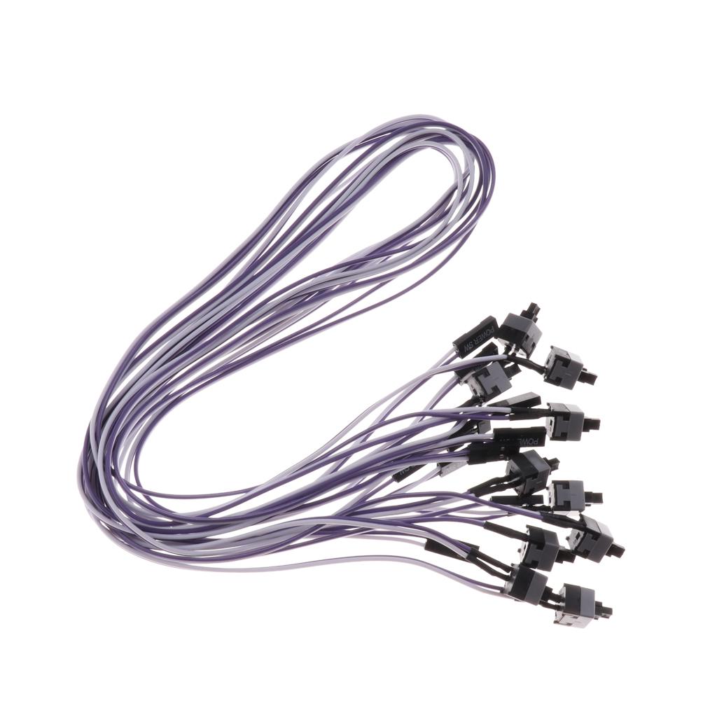10 Pack 2Pin SW PC Restarting Power Cable on/off Push Switch Button Wire