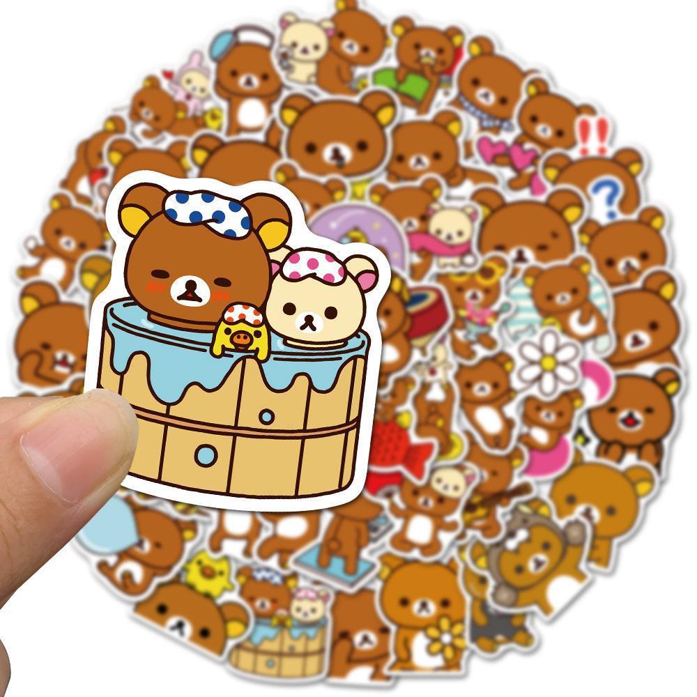 Sticker gấu vịt Rilakkuma hoạt hình cute trang trí mũ bảo hiểm,guitar,ukulele,điện thoại,sổ tay,laptop-mẫu S39