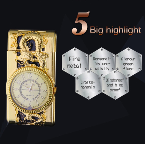 Bật Lửa Khò Kiêm Đồng Hồ Có Đèn Led Tiện Dụng