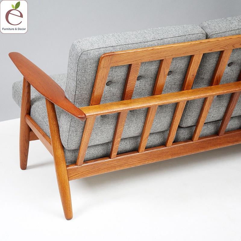 Sofa ba Cigar - Sofa khung nan gỗ cao su, bọc đệm vải nỉ cao cấp. Hàng gia công tỉ mỉ, chất lượng xuất khẩu.