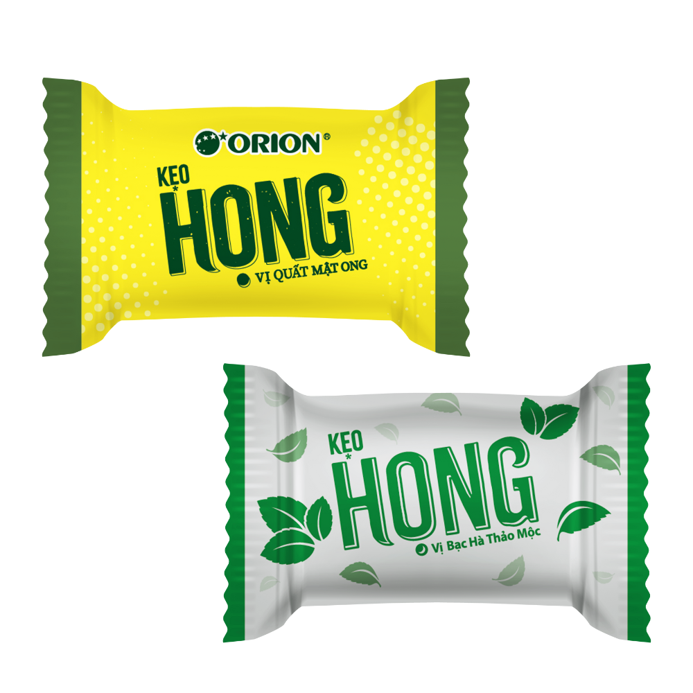 Kẹo ngậm HỌNG LỤC GIÁC ORION vị Hỗn Hợp phiên bản Tết (vị Quất Mật Ong và Bạc Hà Thảo Mộc) 105g