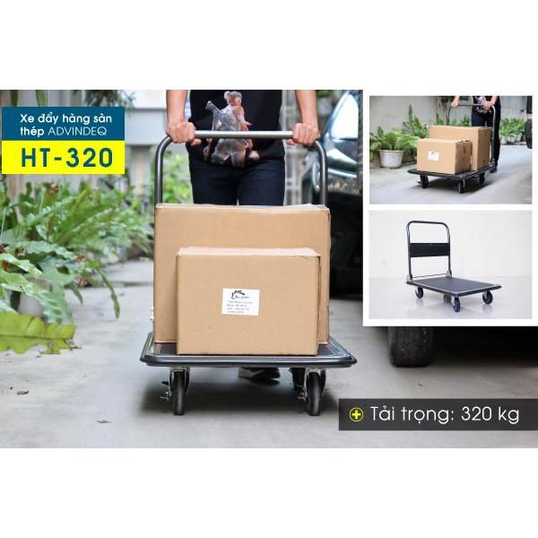 Xe đẩy hàng 4 bánh sàn thép phủ nhám (Tải trọng 320kgs)