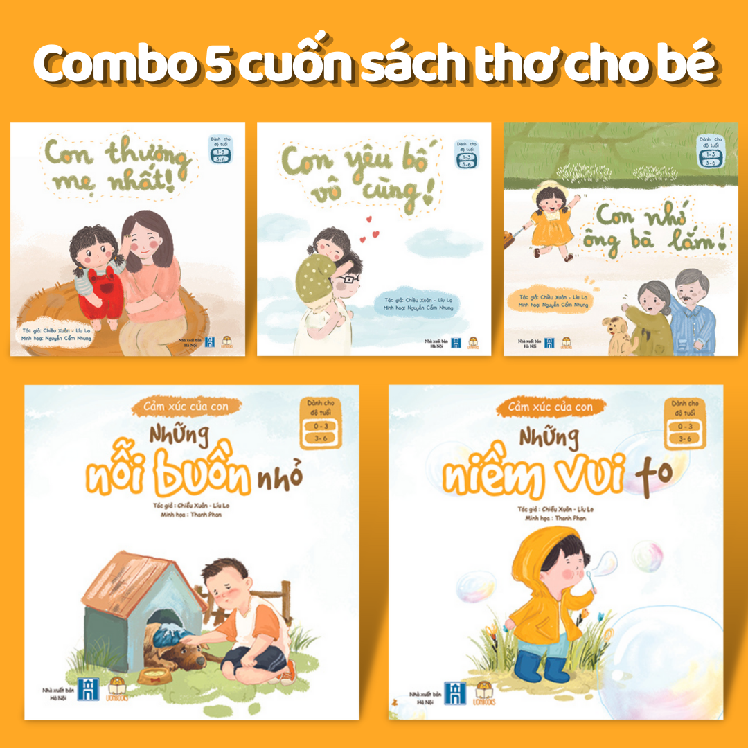 Combo 5 Cuốn Sách Thơ Cho Bé Tập Nói - Sách Đọc To Bồi Dưỡng Cảm Xúc EQ (Truyện tranh cho trẻ 0-1-2-3-4-5-6 tuổi)