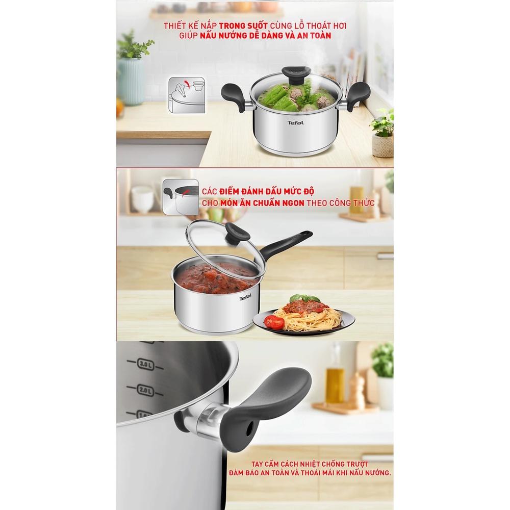 Bộ nồi Tefal Primary 16/20/24cm (quánh 16cm-1.5L, nồi 20cm-3L, nồi 24cm-5.3L) - Hàng Chính Hãng