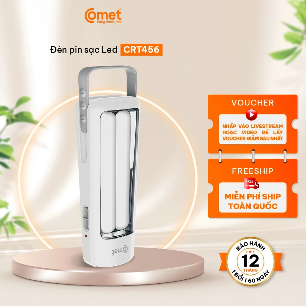 Đèn Pin Và Đèn Sạc Tích Điện Mini COMET CRT456 6W 1200MAH Lead -acid Sáng 4h liên tục