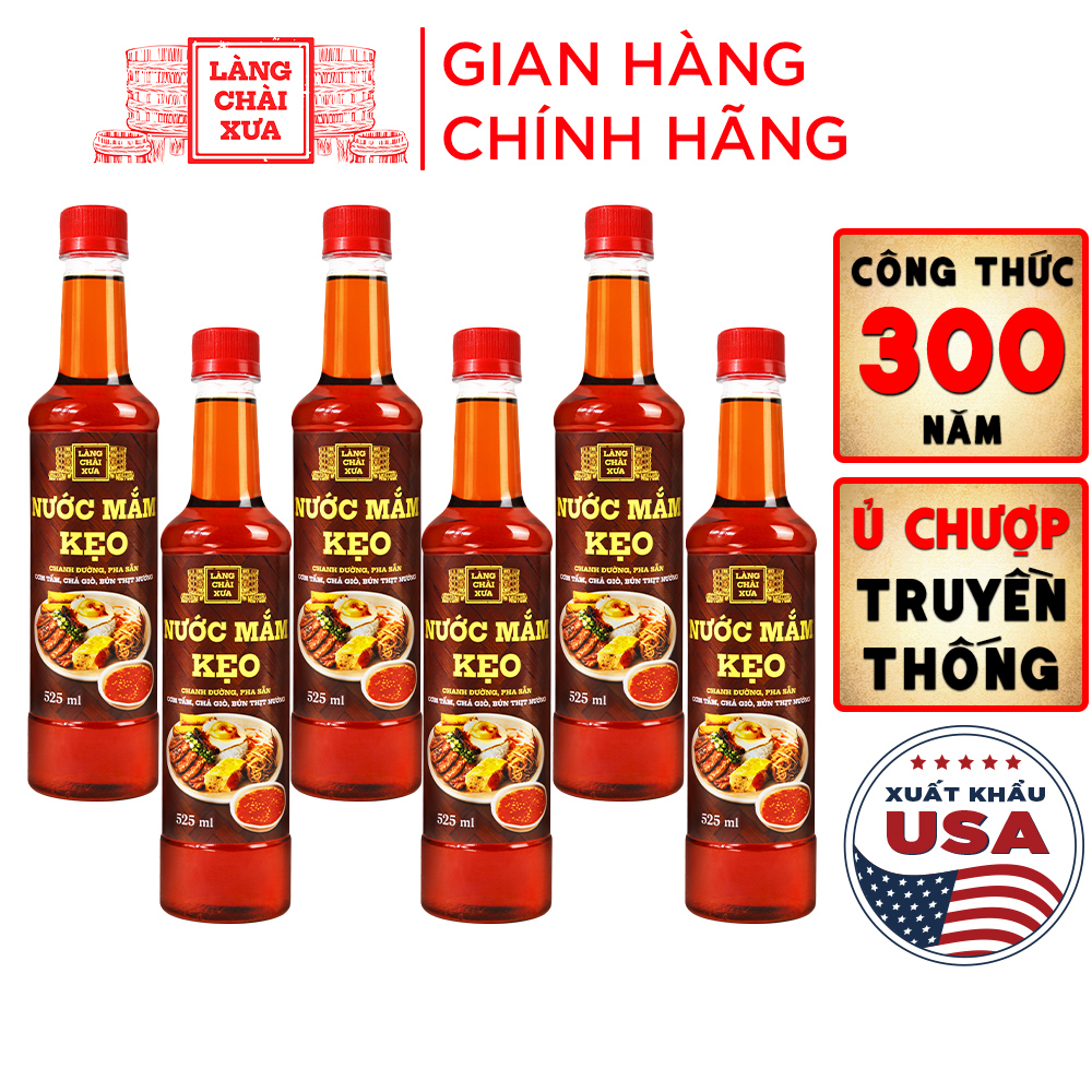 Nước mắm kẹo Làng Chài Xưa 525ml/chai chanh đường pha sẵn, dùng ngay với cơm tấm, chả giò, bún thịt nướng, chỉ cần thêm ớt