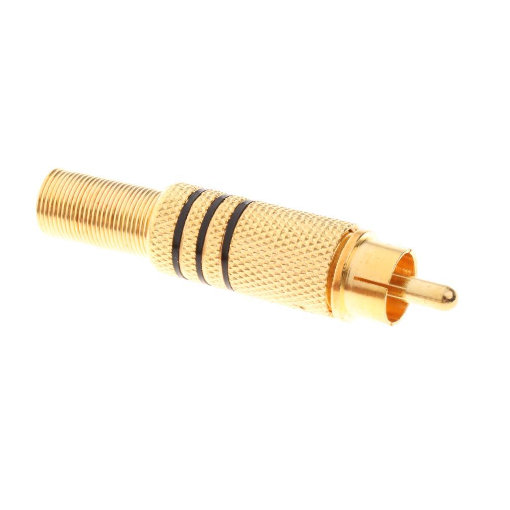 10xRCA Male Plug Solder Audio Video Cable Cord Adapter Connector Gold Plated