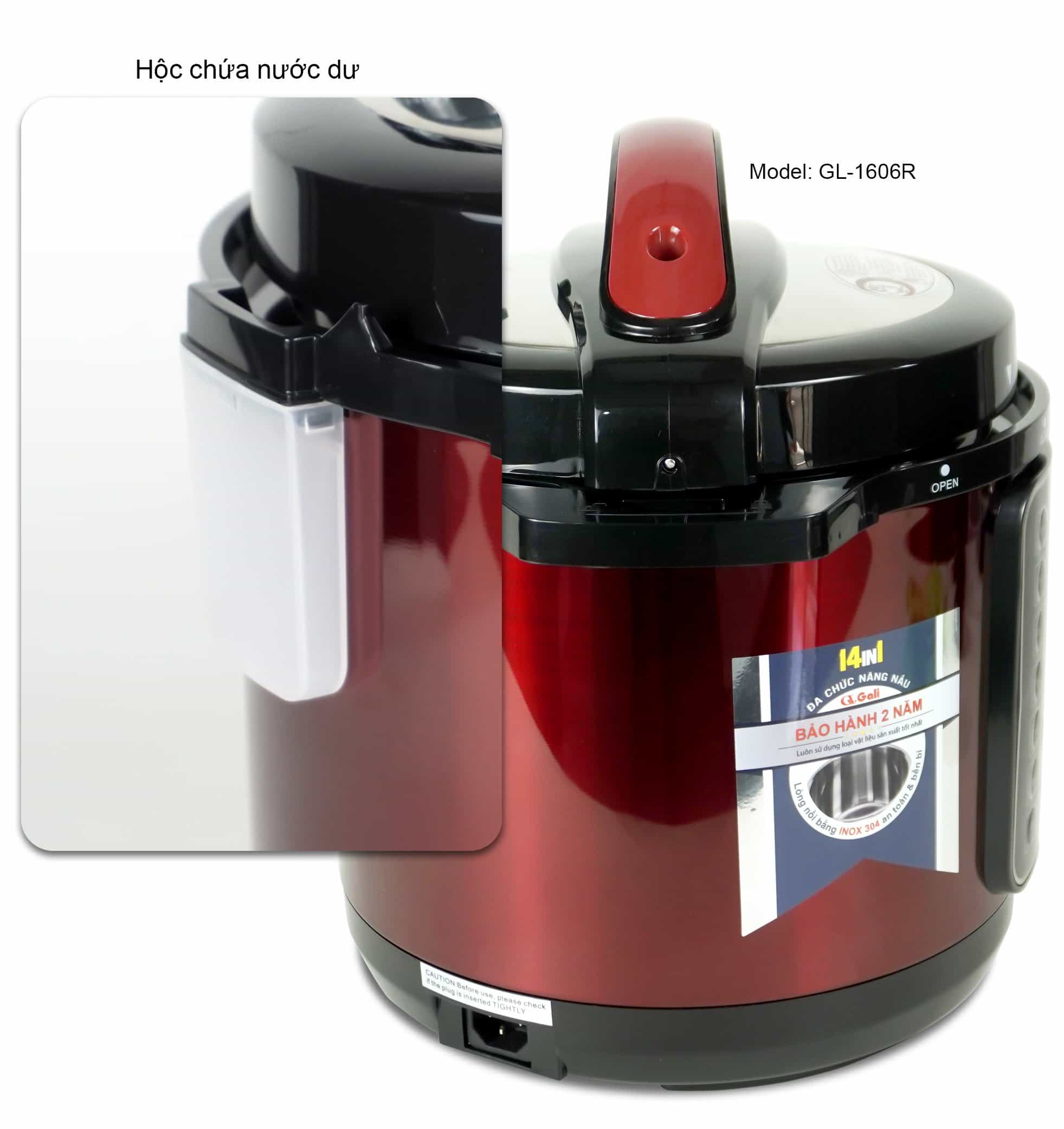 Nồi Áp Suất Điện Gali GL-1606R. Dung tích 6L, nồi đa năng 14 chức năng nấu. Thiết kế hiện đại, nhỏ gọn. Hàng chính hãng bảo hành 24 tháng.