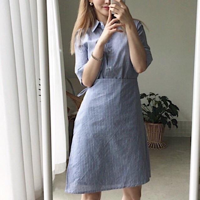Đầm Suông Ngắn Sơmi Cột Eo