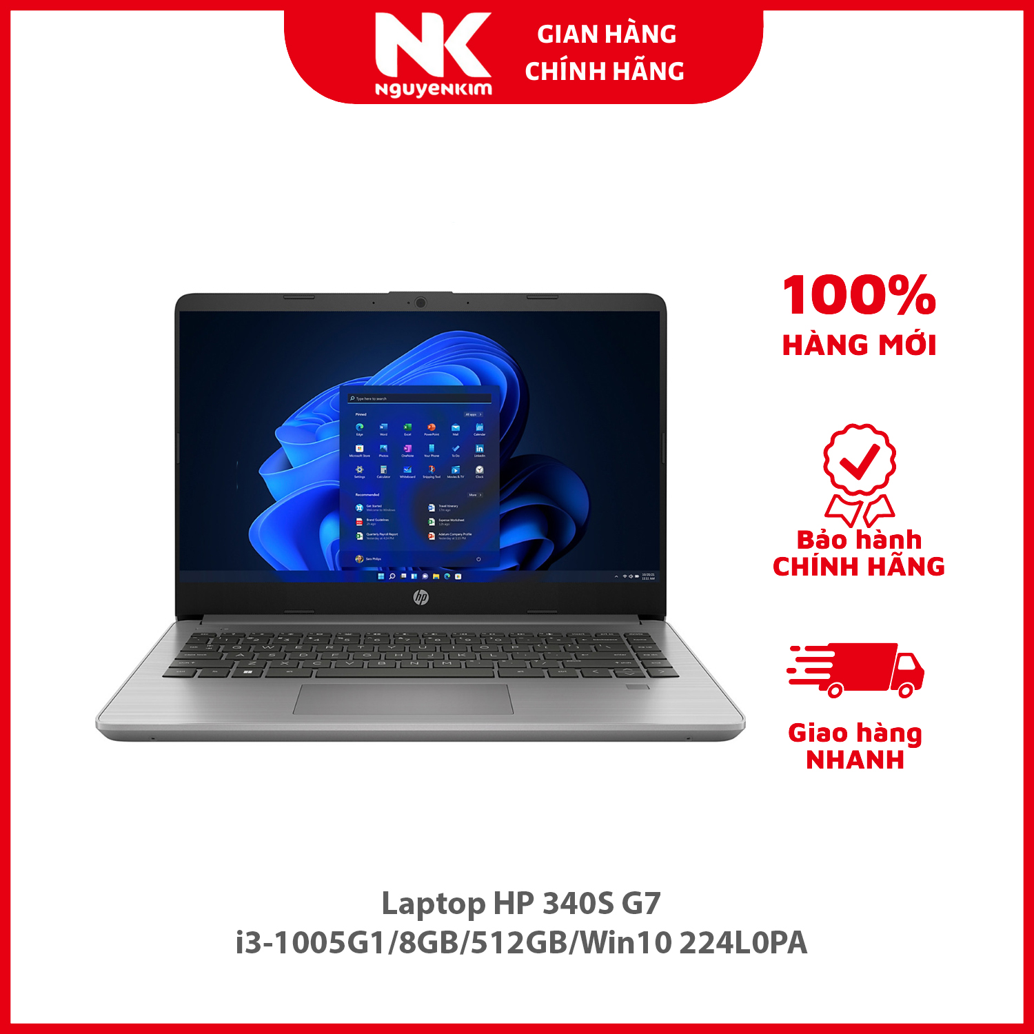 Laptop HP 340S G7 i3-1005G1/8GB/512GB/Win10 224L0PA - Hàng chính hãng