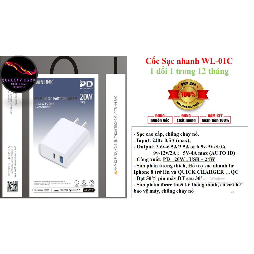 Cốc Sạc Nhanh 20W Winlink 33WL01C - hàng chính hãng