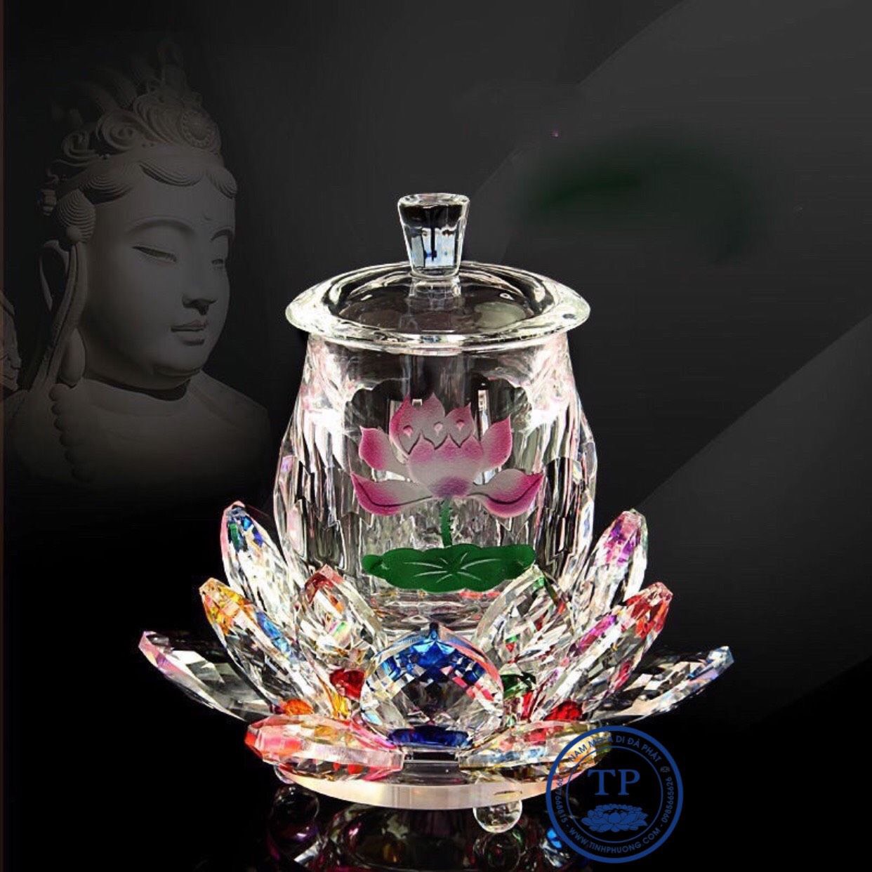 Combo 3 chiếc Ly Nước Thờ Pha Lê đế sen KH18519