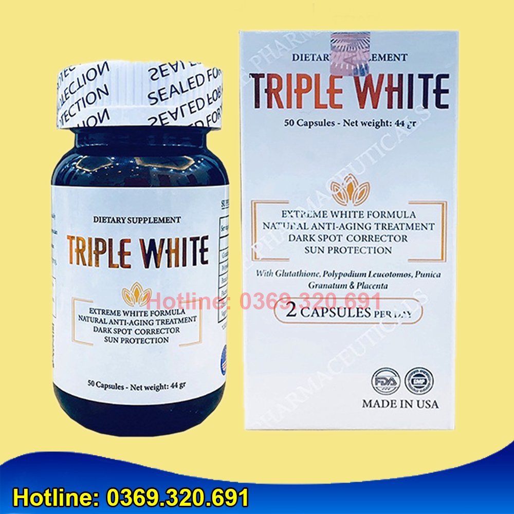 Viên uống Triple white, Viên uống Glutathione 1200 mg ( Mẫu mới )