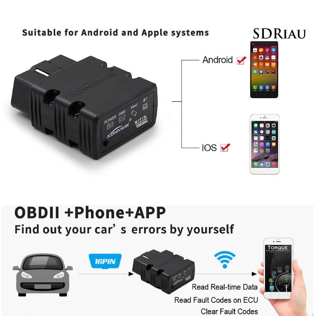 Thiết Bị Chẩn Đoán Lỗi Ô Tô Burzahom Konwei Kw902 Elm327 Wifi Obd2 Eobd 12v