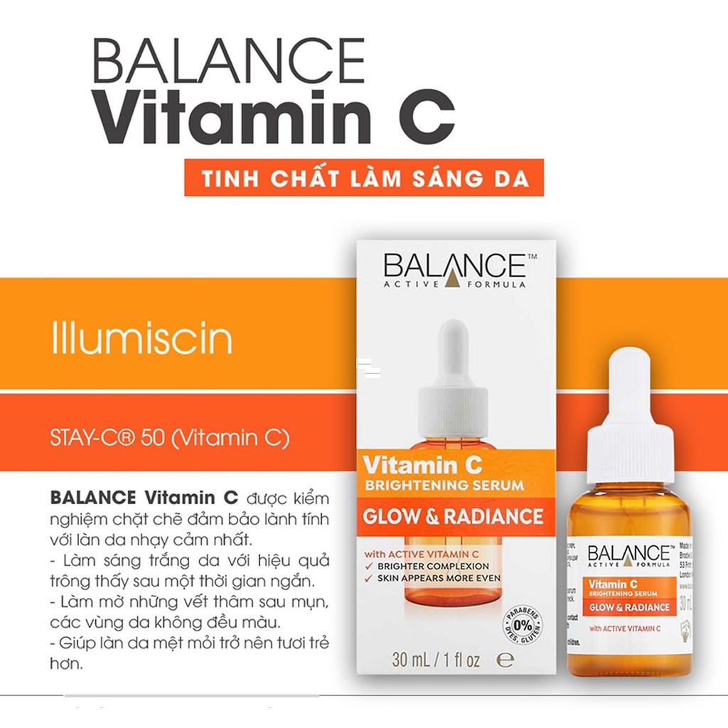 Serum trắng da mờ thâm Balance Active Formula Vitamin C  (30ml)