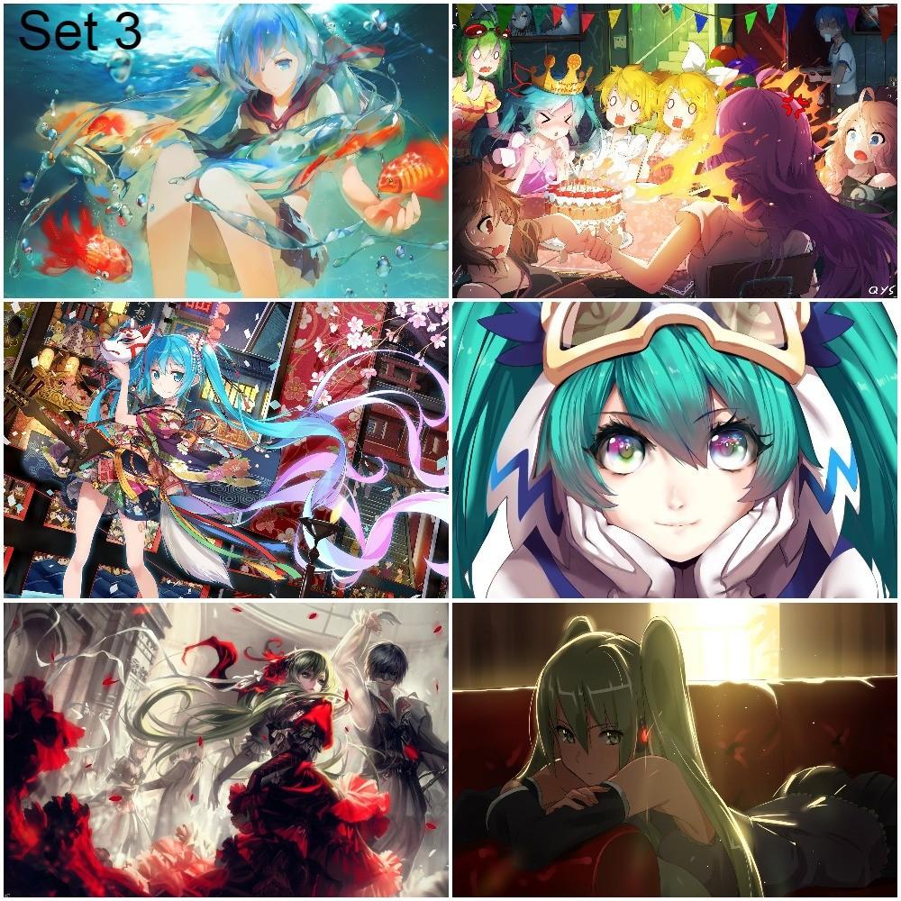 Bộ 6 Poster vocaloid Hatsume Miku (1) (bóc dán) - A3,A4,A5