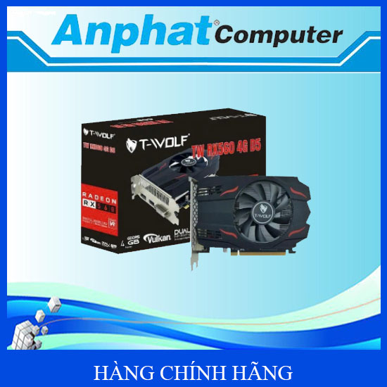 VGA T-WOLF TW-RX560 4G D5 (RX560/4GB/GRRD5/128bit/HDMI-DP-DVI/1Fan) - Hàng Chính Hãng