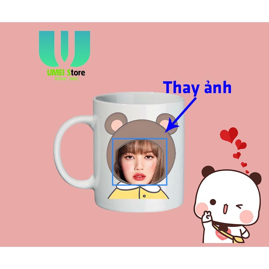 Cốc sứ in hình theo yêu cầu, Cốc Ghép Mặt Dễ Thương cốc tráng men dùng làm quà tặng, uống nước hàng ngày