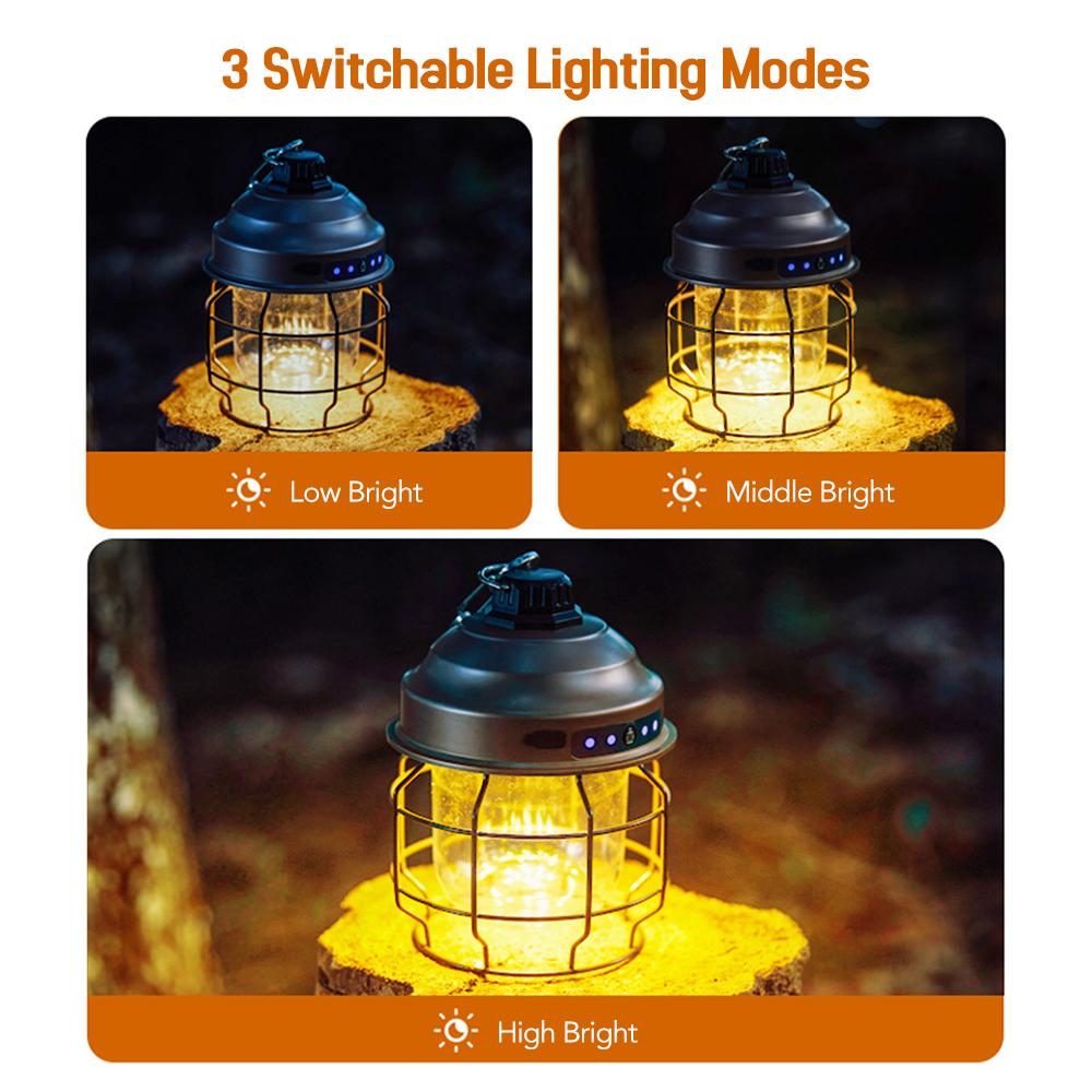 Đèn LED cắm trại cổng USB sạc lại được, chống nước IPX4