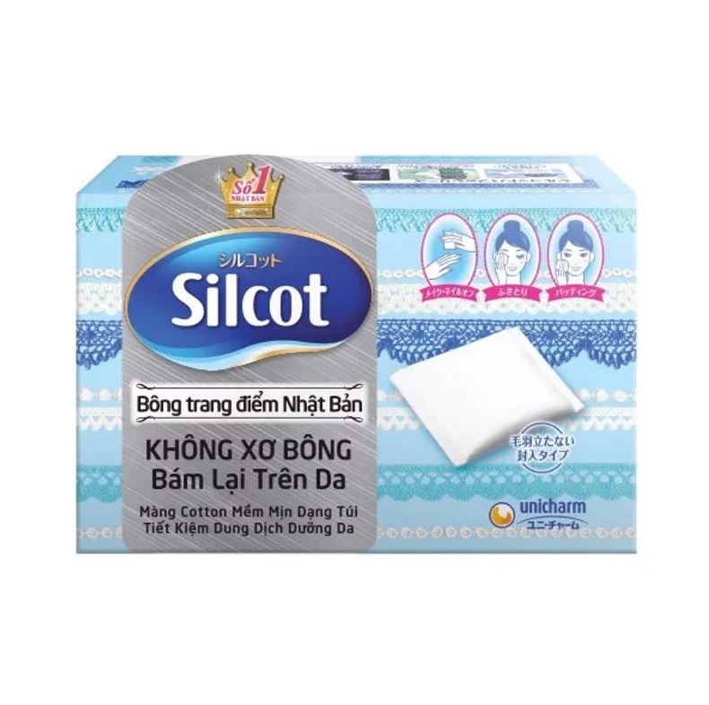 Bông tẩy trang cao cấp, nhiều lớp, không xù, không xơ Nhật Bản Silcot Velvet Touch Cotton