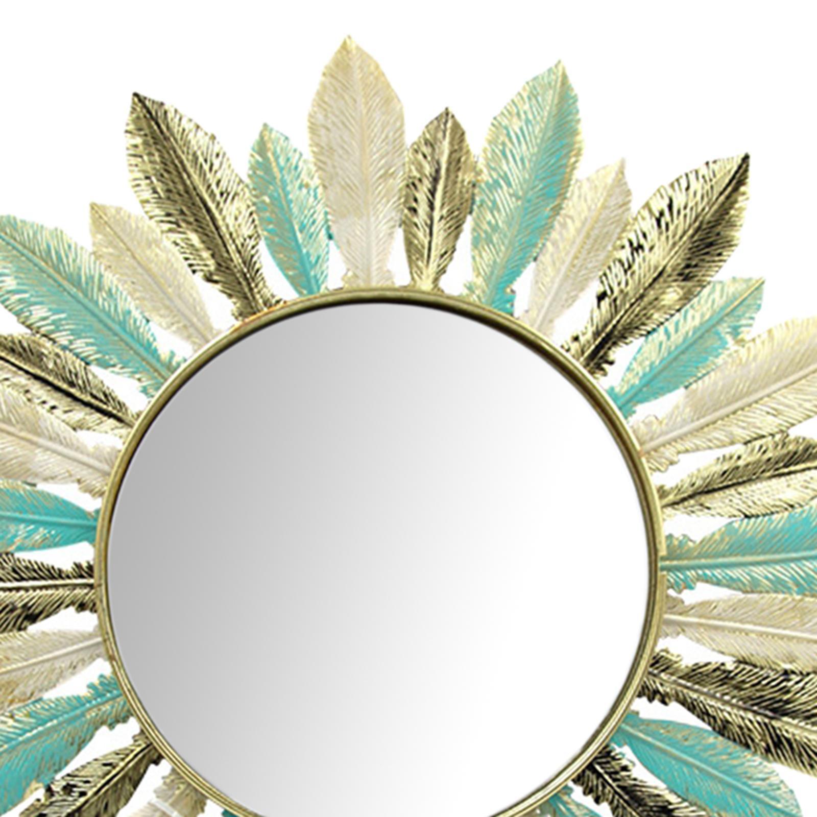Iron Art Feather Mirror Wall Decor Boho Hanging Mirror for Bedroom Apartment