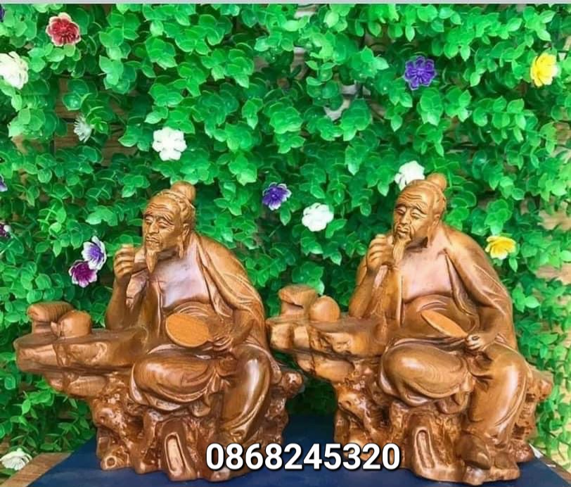 Tượng thần trà gỗ bách xanh thơm nức kt 15×15×9cm