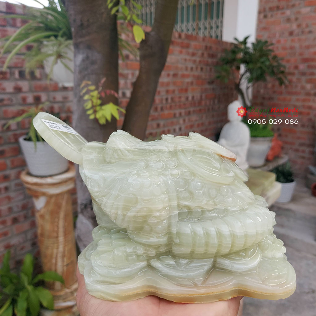 Tượng Cóc ngậm tiền đá ngọc Pakistan nhập khẩu 15cm đá Non Nước