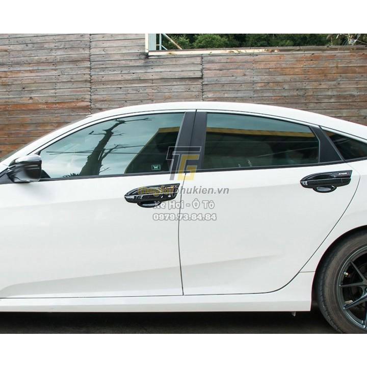 Bộ ốp tay nắm cửa, hõm cửa xe Honda Civic 2016-2020 vân Carbon