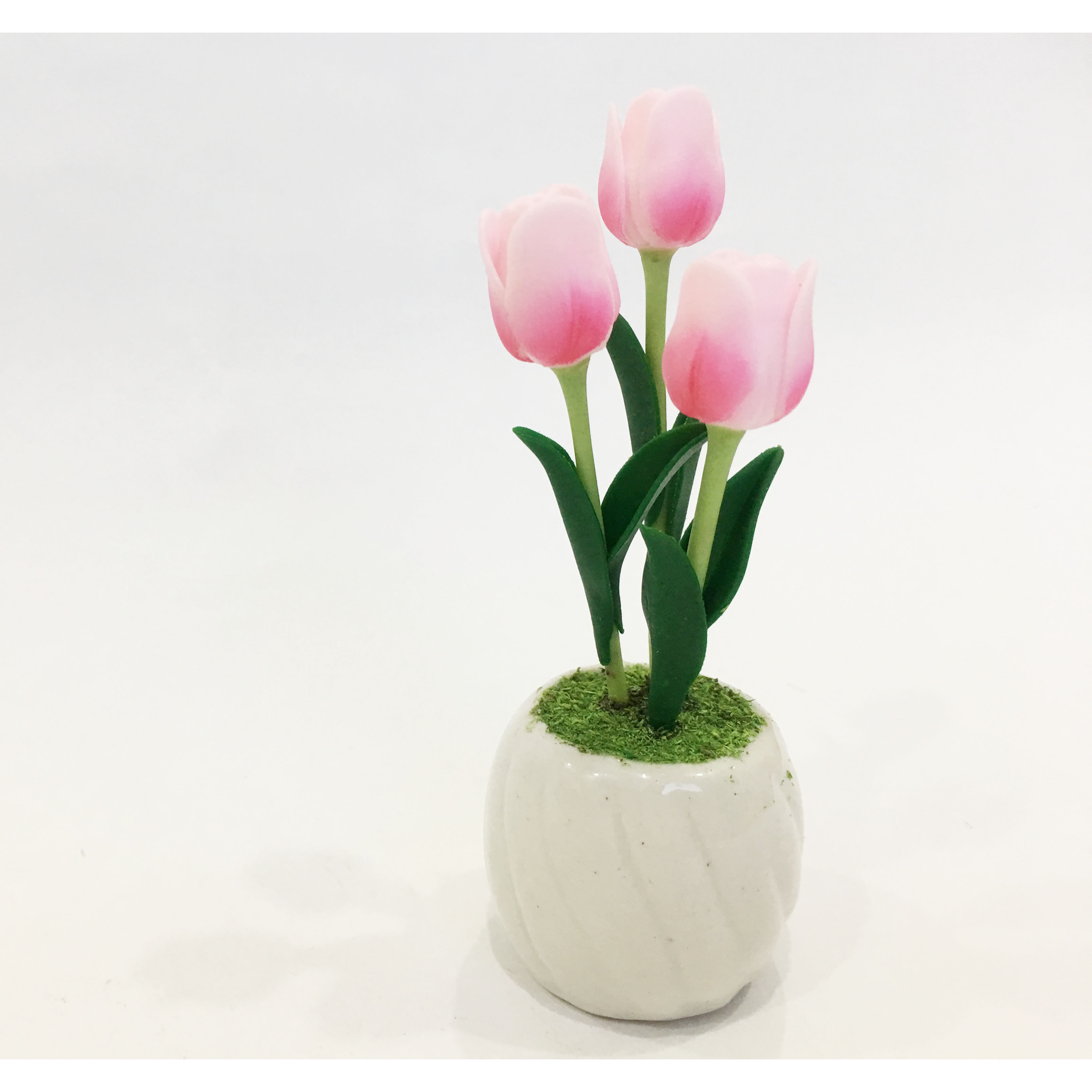 Chậu hoa đất sét mini - Cây tulip / Uất kim hương  - Quà tặng trang trí handmade