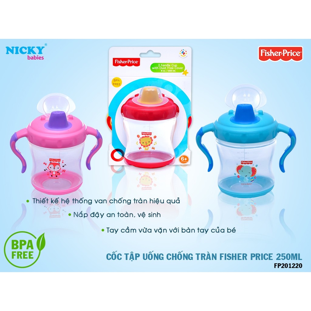 Cốc tập uống núm silicone Fisher Price 250ml - FP2011220