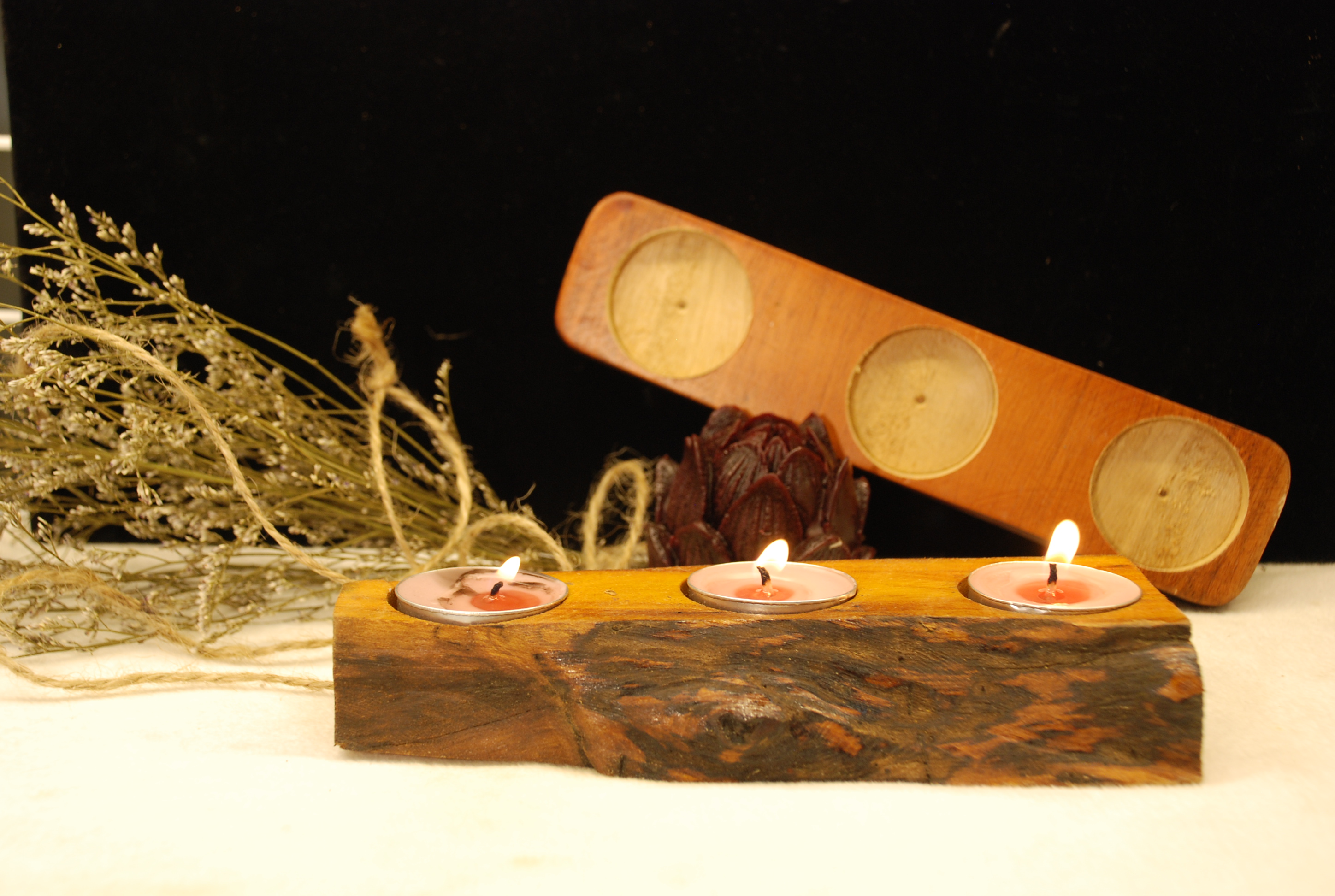 Đế nến Tealight 3 viên thiên nhiên