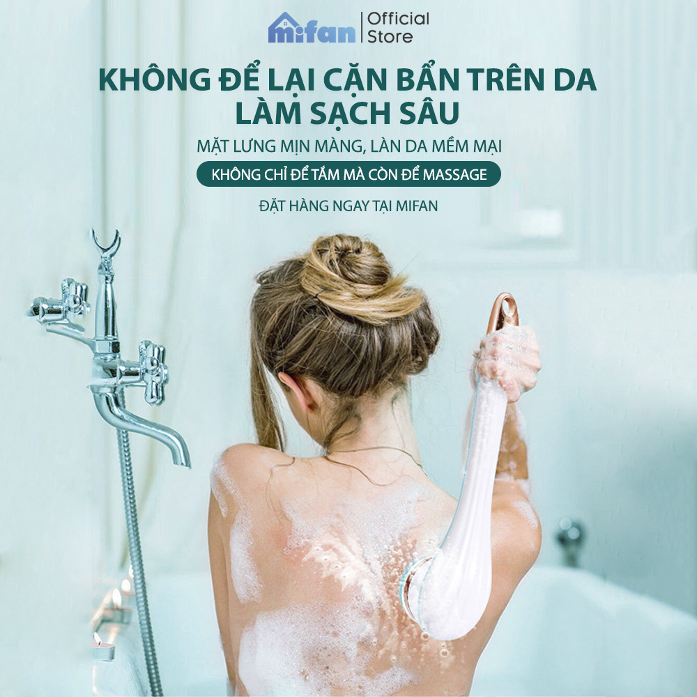 Bàn Chải Tắm Điện Tự Động Mifan - Cây chà lưng, massage toàn thân - Tặng kèm 4 đầu chải