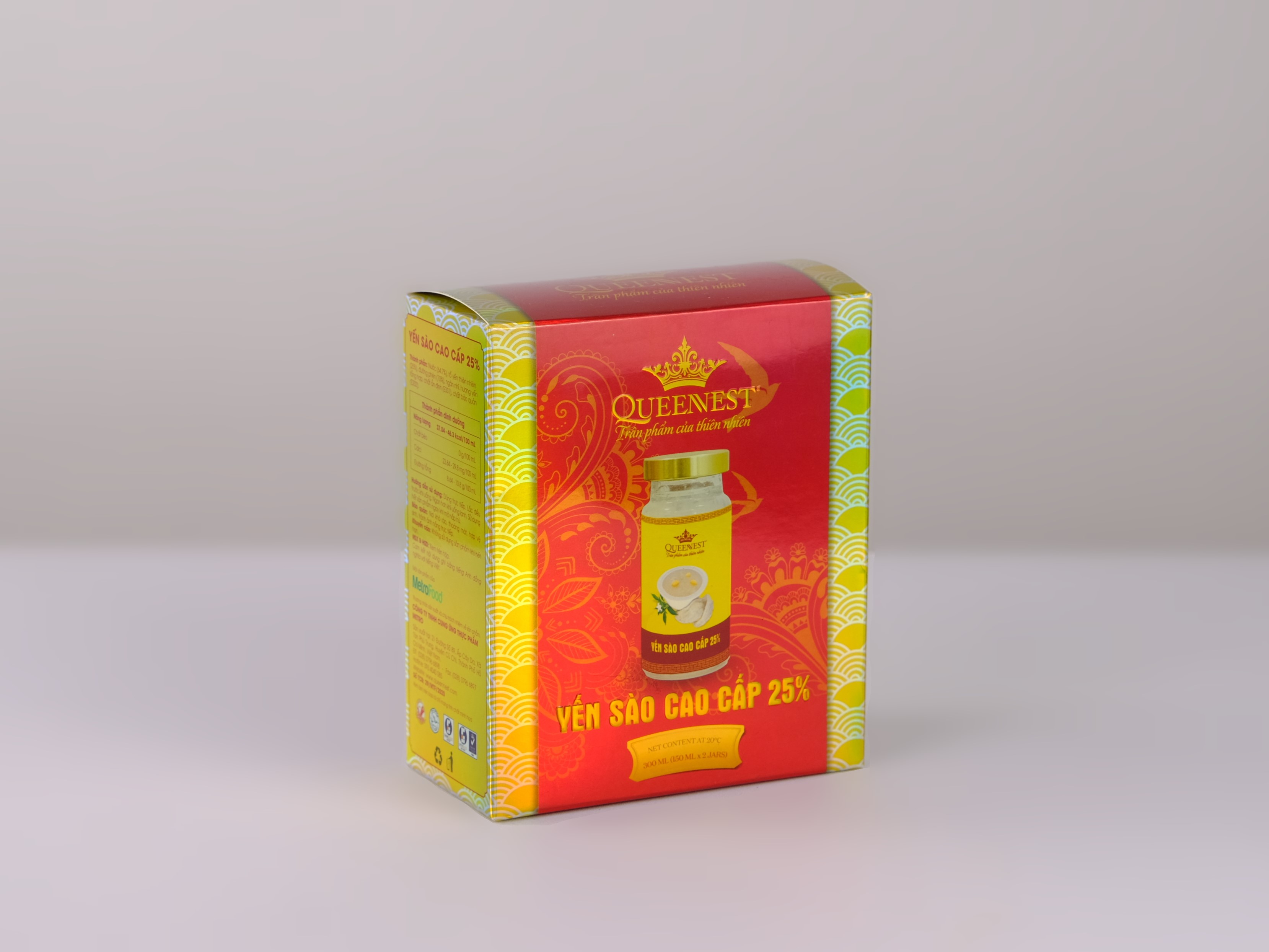 Yến sào cao cấp Queennest 25% - hũ150ml (hộp 2 hũ), vị truyền thống - hàng chính hãng