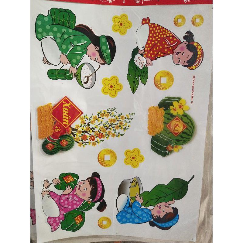 Tranh sticker 3D bóc dán kính ngày tết