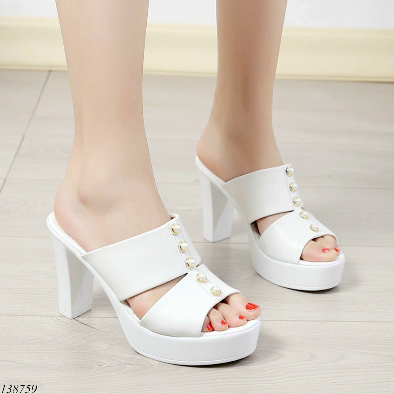 Dép cao gót đính hạt sang chảnh@