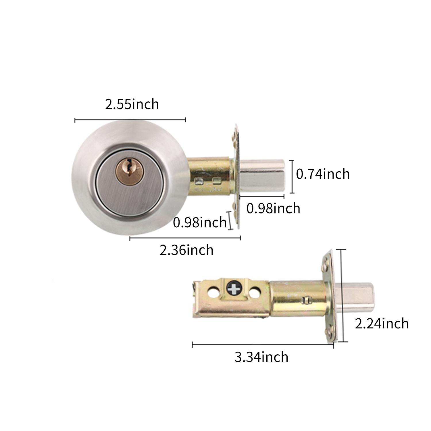 Bộ khóa tay nắm cửa với 3 chìa bằng thép không gỉ