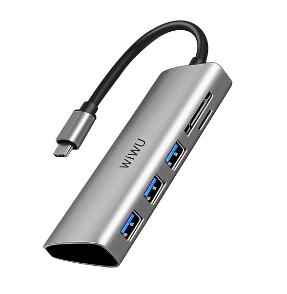  BỘ CHUYỂN ĐỔI WIWU ALPHA 532ST 5 IN 1 Cho Máy Tính Xách Tay Nhiều Cổng Loại C Với 3 * USB3.0 + TF + Thẻ SD - Hàng Chính Hãng