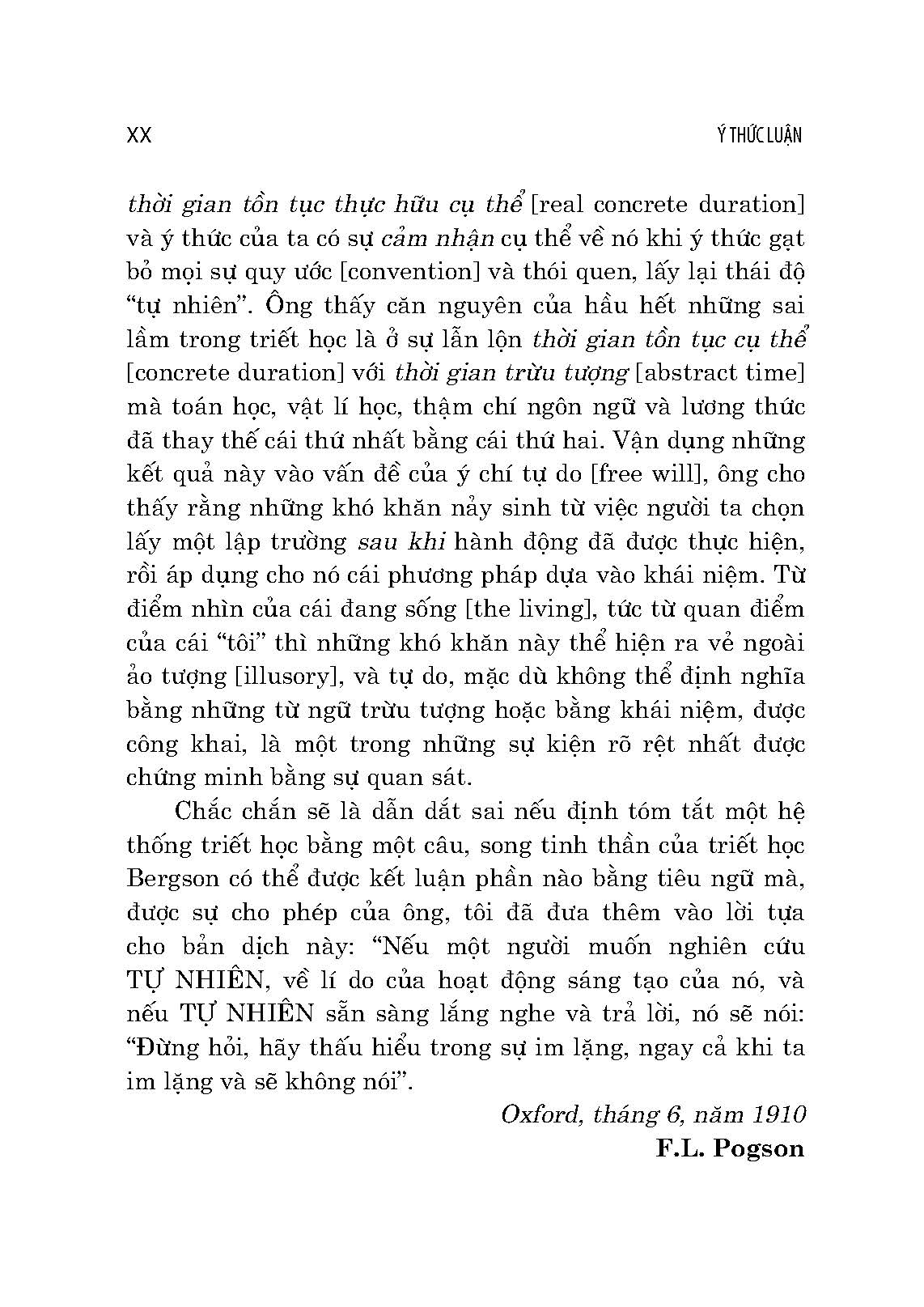 Ý Thức Luận (Essai Sur Les Données Immédiates De La Conscience) - Henri Bergson; Cao Văn Luận dịch; Phạm Anh Tuấn hiệu chú (Tái bản 2024)